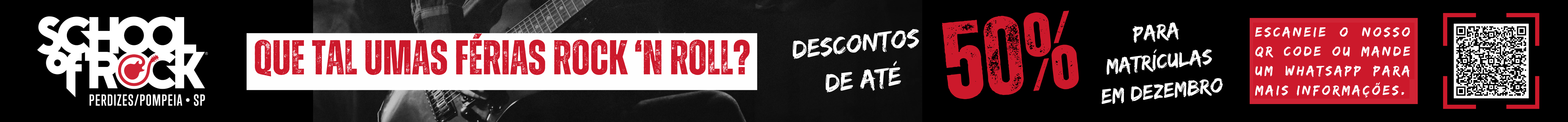 School of Rock Perdizes/Pompéia - Férias Rock 'n Roll com descontos de até 50% em matrículas de dezembro.